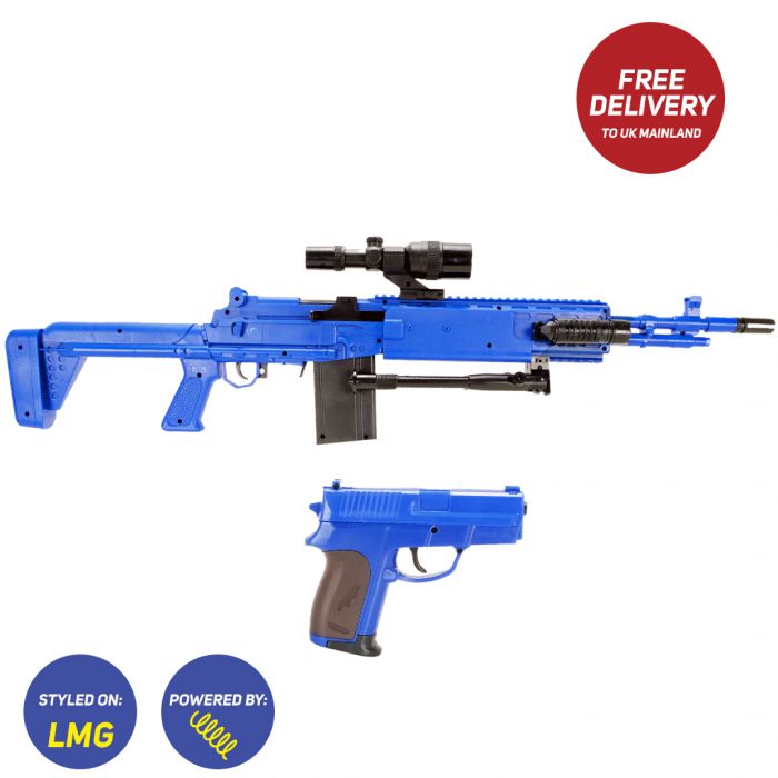 P1160 LMG Style Spring Rifle AND Pistol BB Gun SET