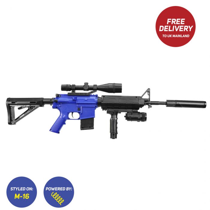 P1158D M16 STYLE RIFLE Spring Airsoft BB Gun with Scope and Silencer